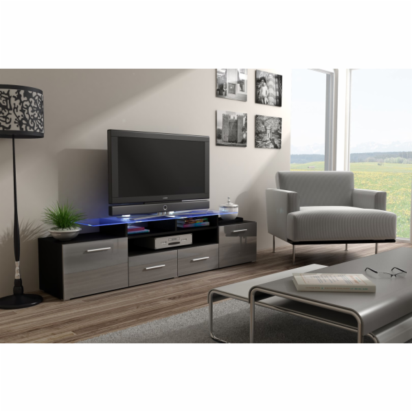 Televizní stolek Cama EVORA 200 černá/šedá lesk