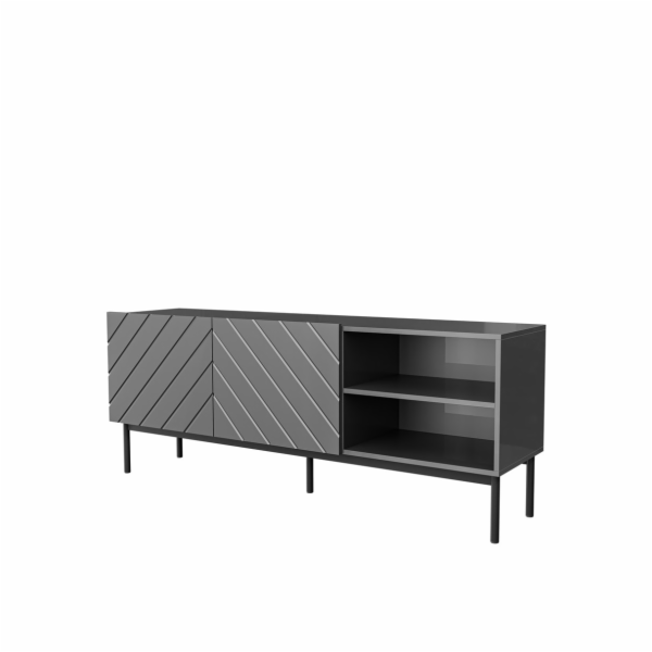 ABETO RTV skříň na černém ocelovém rámu 150x42x60 cm graf...