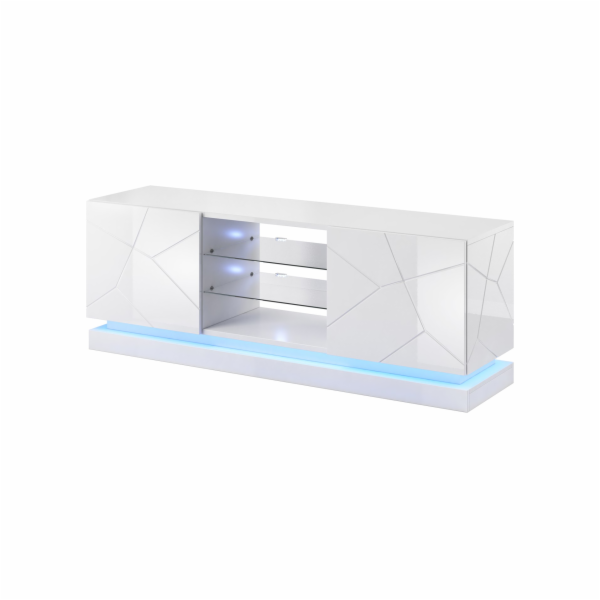 Cama TV skříňka QIU 160 MDF bílý lesk/bílý lesk