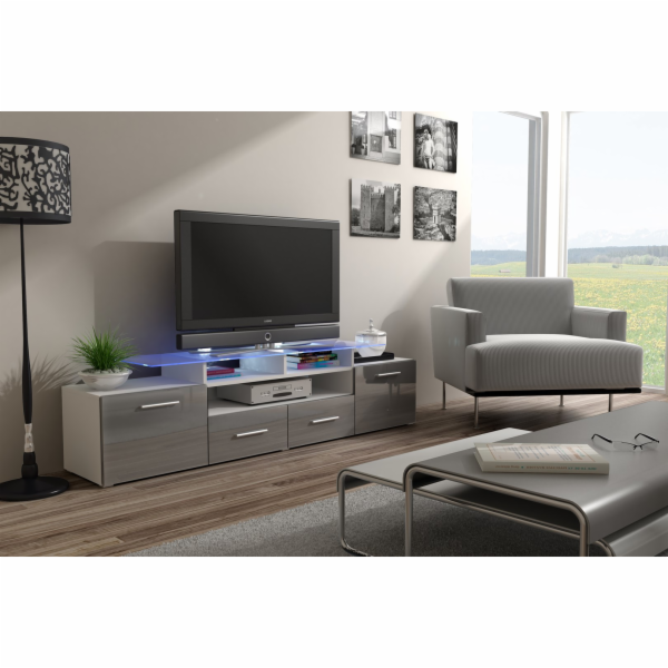 Televizní stolek Cama EVORA 200 bílá/šedá lesk