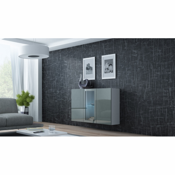 Cama Sideboard VIGO 90/120/38 bílá/šedá lesklá
