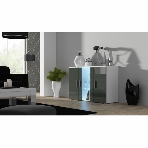 Příborník Cama 120 cm SOHO S7 bílá/šedá lesk