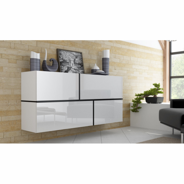 Příborník Cama GOYA 170/40/80 bílá/bílá lesk+černá