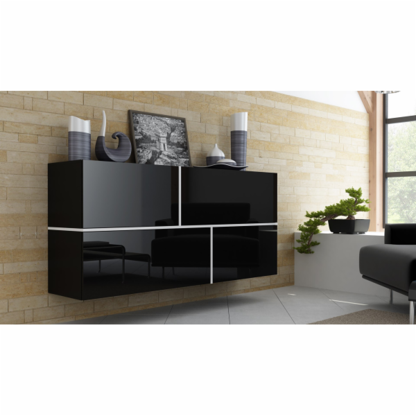 Příborník Cama GOYA 170/40/80 černá/černý lesk+bílá