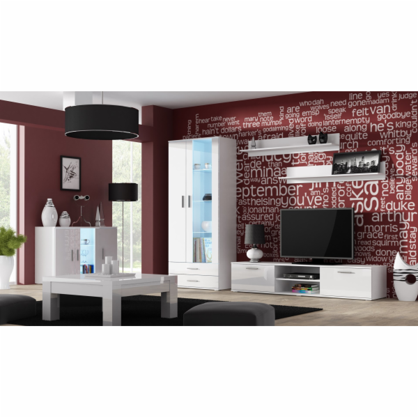Příborník Cama 120 cm SOHO S7 bílá/bílý lesk
