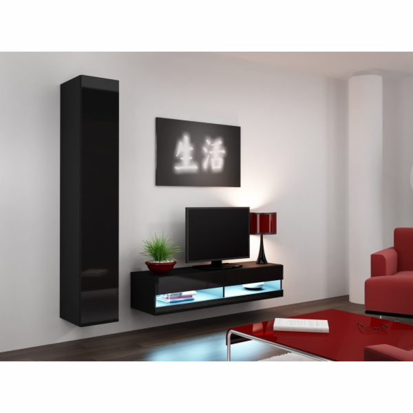 Cama Obývací skříň sestava VIGO NEW 13 černá/černý lesk