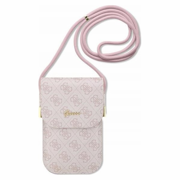Guess PU 4G Metal Logo Script Phone Bag Pink Nové