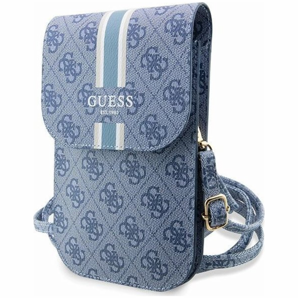 Guess PU 4G Printed Stripes Phone Bag modrý Nové