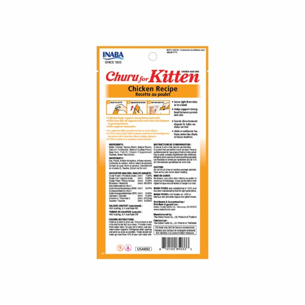 INABA Churu Kitten Chicken - kočičí pamlsek - 4x14 g