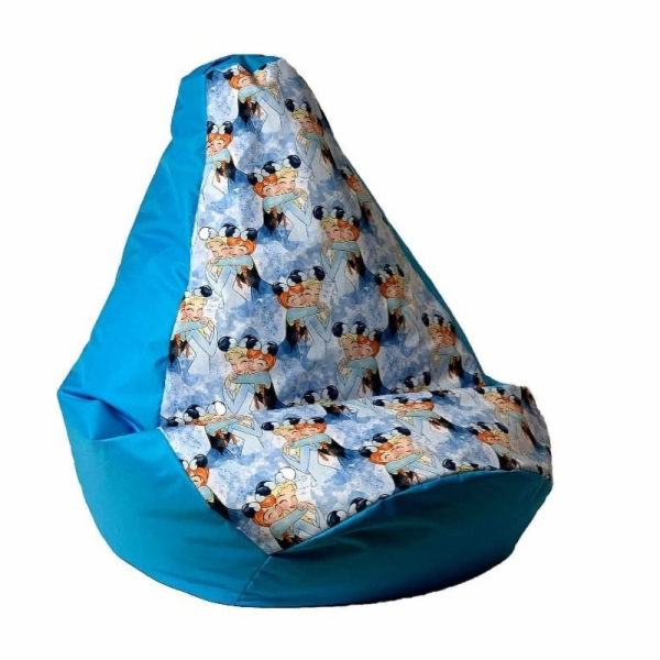 Sako bag pouffe hruška potisk modrá - Frozen XXL 140 x 10...