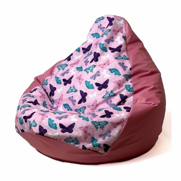 Sako bag pouffe Potisk hrušek tmavě růžový-motýl XXL 140 ...