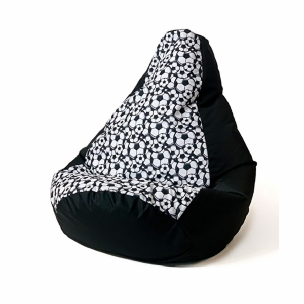 Sako taška pouffe Hruška tisk černá koule L 105 x 80 cm