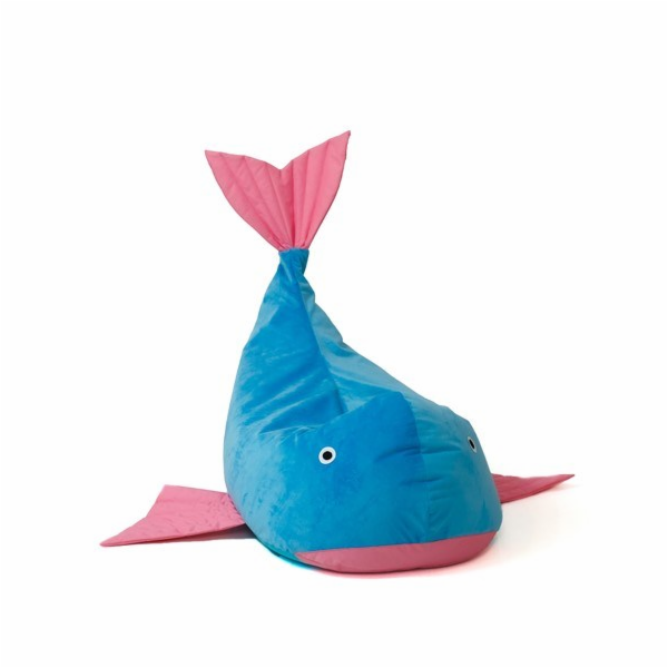 Sako taška pouffe Velryba modro-růžová L 110 x 80 cm