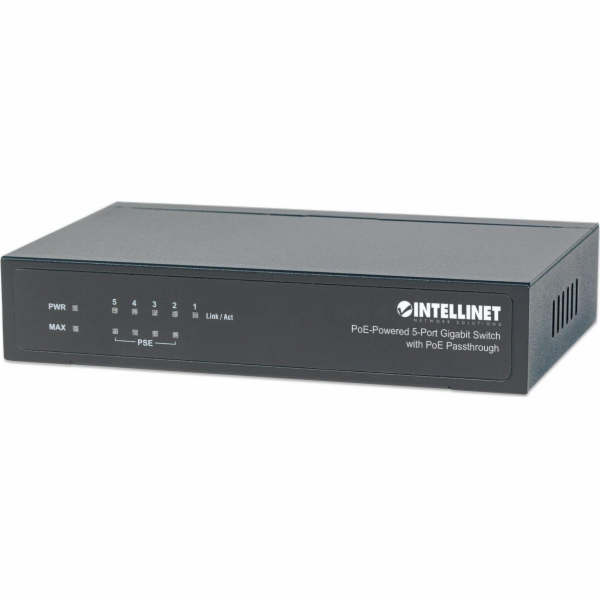 Gigabit 5xPoE Passthrough switch napájený PoE nebo AC, 68W