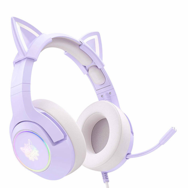 Herní sluchátka Onikuma K9 RGB USB cat ears fialová (kabe...