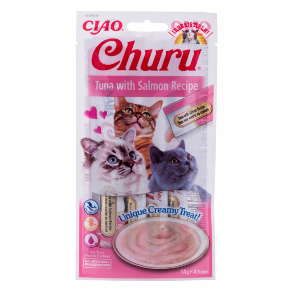 INABA Churu Tuňák s lososem - pamlsek pro kočky - 4x14 g