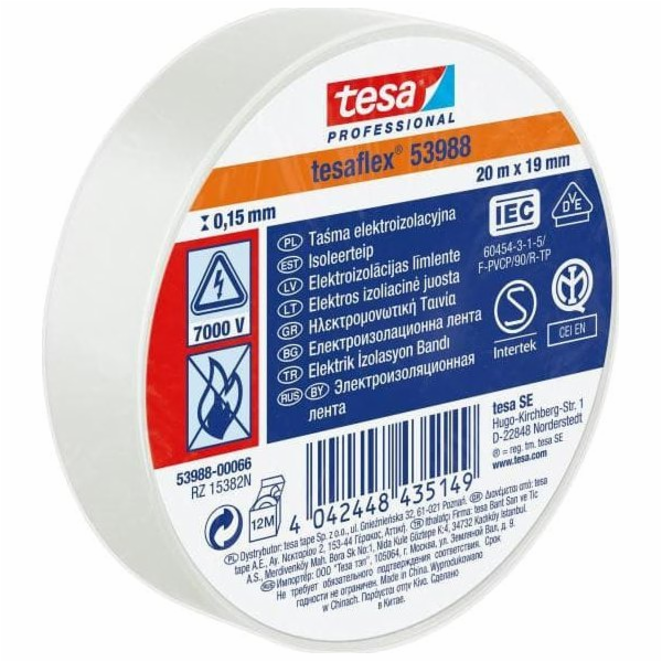 Izolační páska Tesaflex 53988, bílá, 19 mm x 20 m