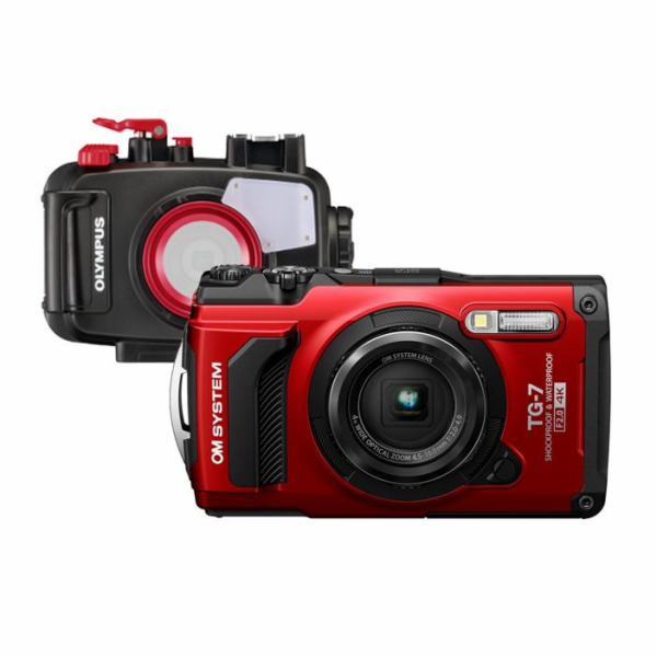 Digitální fotoaparát OM SYSTEM TG-7 red diving kit - limi...