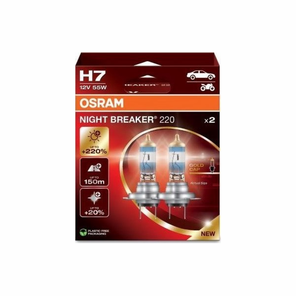 OSRAM NIGHT BREAKER 220 H7 AUTO HALOGENOVÁ ŽÁROVKA 2 kusů
