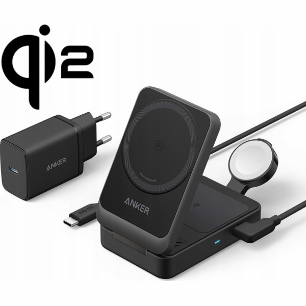MAGNETICKÁ NABÍJEČKA ANKER MAGGO 15W 3V1 ČERNÁ