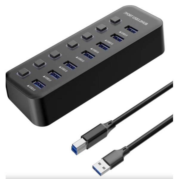 USB 3.2 Superspeed HUB 7-portový s vypínači portů
