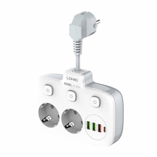 Napájecí lišta s 2 zásuvkami AC, 3x USB, USB-C, LDNIO SE2...