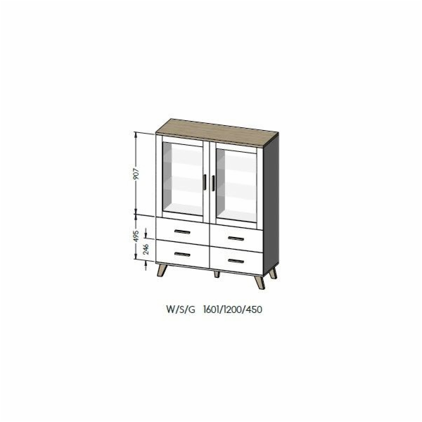 Cama vitrína LOTTA 2D4D dub wotan + matná černá