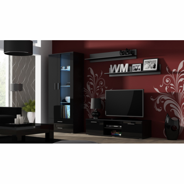 Cama vitrína SOHO S6 2D2S černá/černý lesk