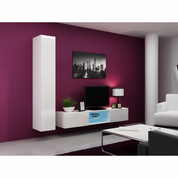 Cama Obývací skříň sestava VIGO 21 bílá/bílý lesk