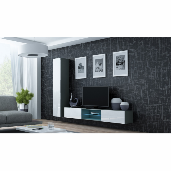 Cama Sestava obývací skříňky VIGO 21 šedo/bílý lesk