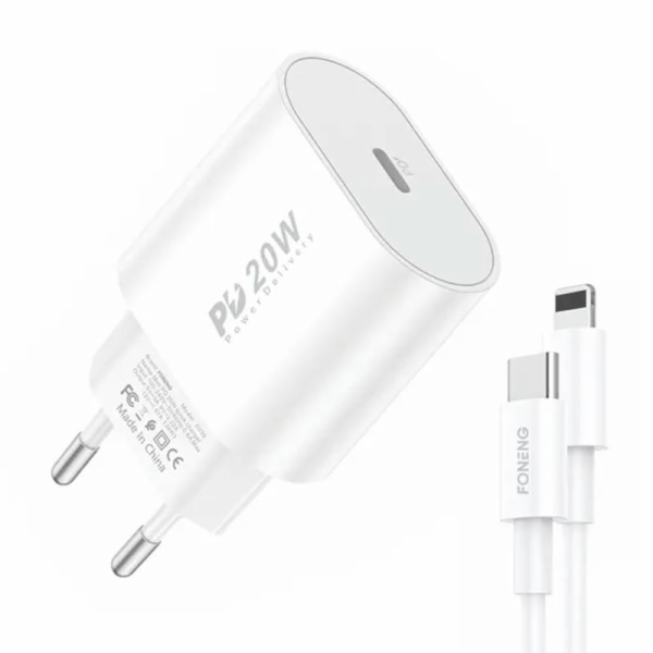 Rychlá nabíječka Foneng 1x USB PD 3.0 EU39 20W + USB C na...