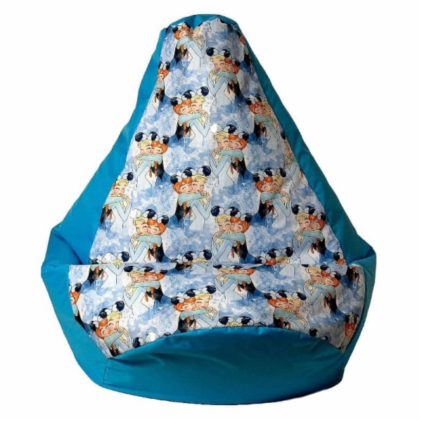 Sako bag pouffe hruškový potisk modrý - Frozen XL 130 x 9...