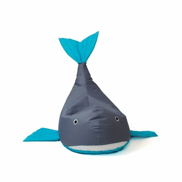 Sako taška pouffe Velryba šedomodrá L 110 x 80 cm