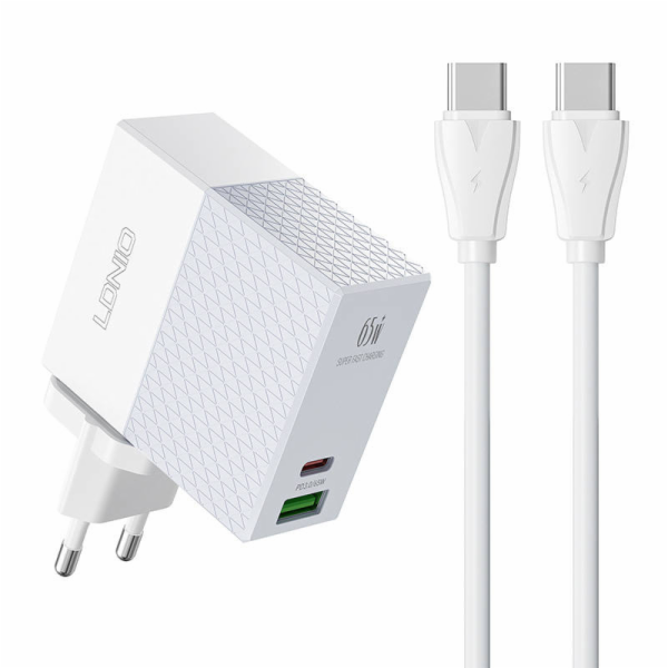 Nástěnná nabíječka LDNIO A2620C USB, USB-C 65W + kabel US...