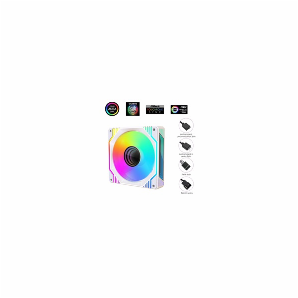 1stCOOL Ventilátor AURA EVO Mirror ARGB PWM, 120mm, bílá