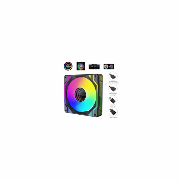 1stCOOL Ventilátor AURA EVO Mirror ARGB PWM, 120mm, černá