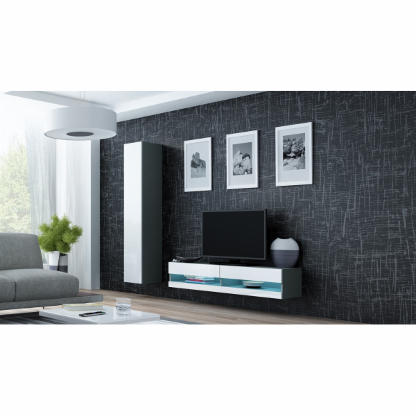 Cama Sestava obývací skříňky VIGO NEW 13 šedo/bílý lesk