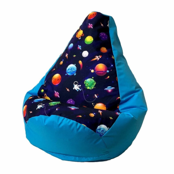 Sako bag pouffe hruška potisk modré planety L 105 x 80 cm