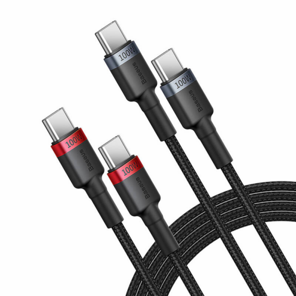 Kabel Baseus Cafule USB-C na USB-C 100W,2m, 2ks (červeno-...