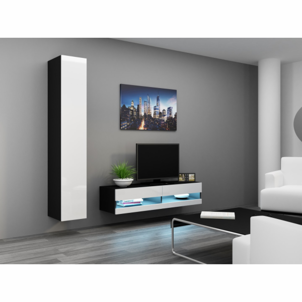Cama Obývací skříň sestava VIGO NEW 13 černá/bílý lesk
