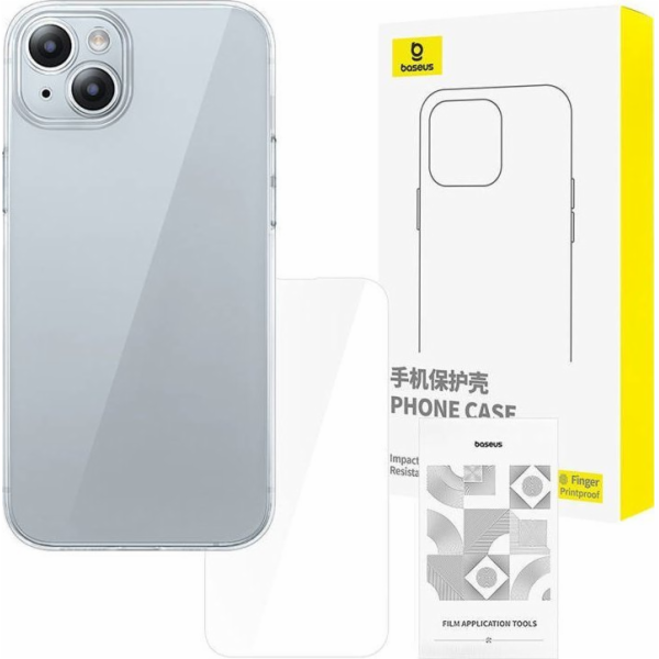 Průhledné pouzdro Baseus iPhone 15 + tvrzené sklo