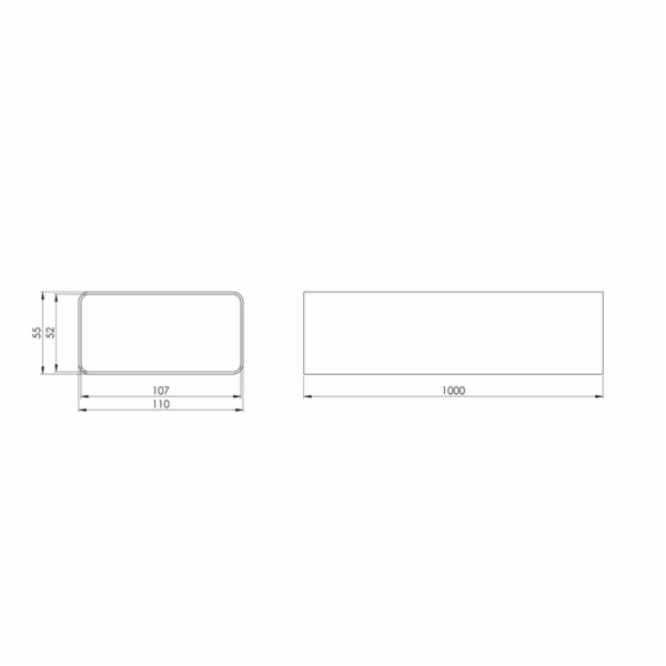 Ventilační kanál EUROPLAST, 110 x 55 x 1000 mm