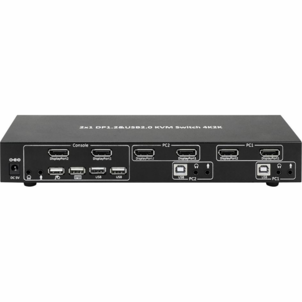 Techly IDATA DP-KVM2 konzolový (KVM) přepínač Černá