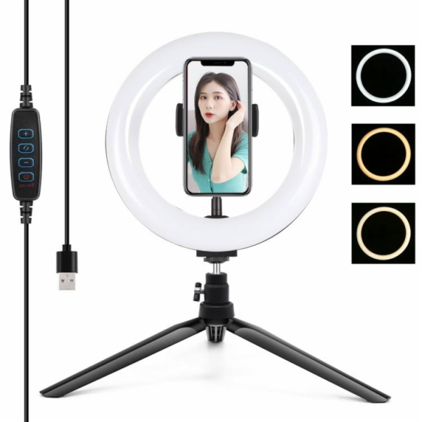 Puluz s držákem na stativ a 20cm LED kroužkem Vlogging PK...