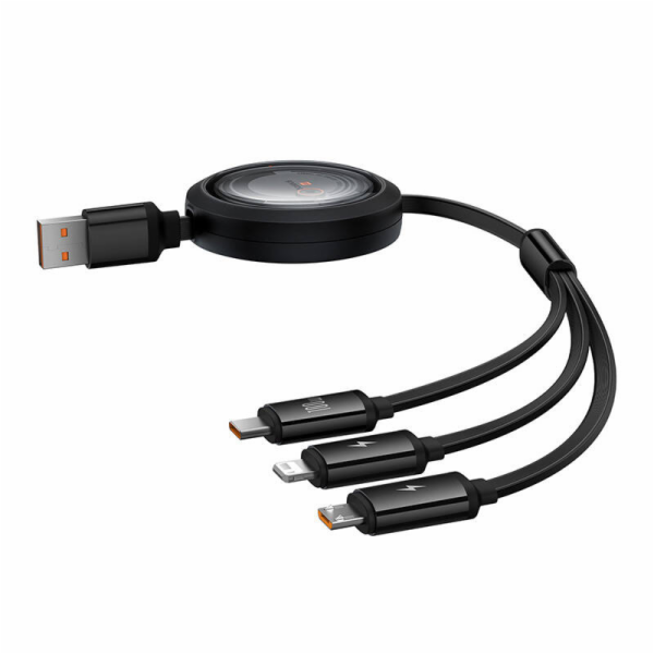 Kabel 3 v 1 Baseus Free2Draw USB na M+L+C 100W, 1,1 m (če...