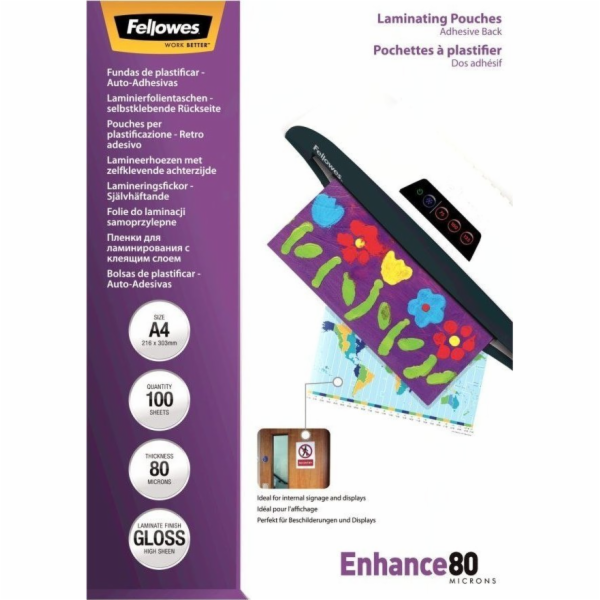 Fellowes Lamin. folie A4  80 mic samolepici - 100 kusu
