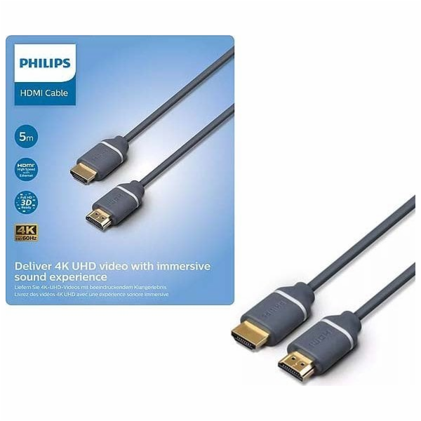 Kabel PHILIPS HDMI M, HDMI M, 5m, šedý SWV5650G/00