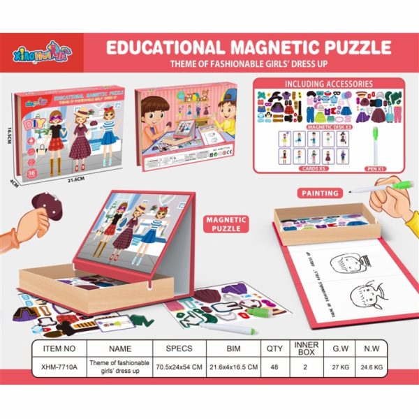 Magnetická hračka Vzdělávací magnetické puzzle XHM-7710A