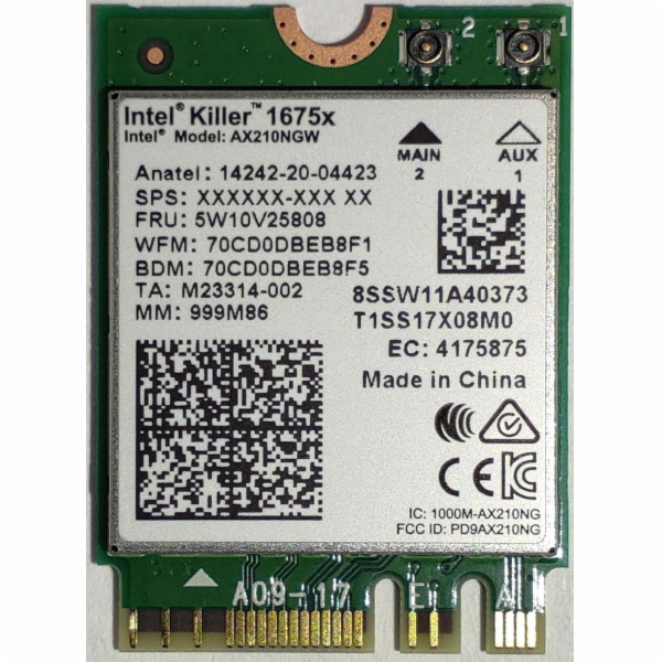 Intel® Killer WLAN 6E AX1675 x M.2 non vPro, adaptér WLAN