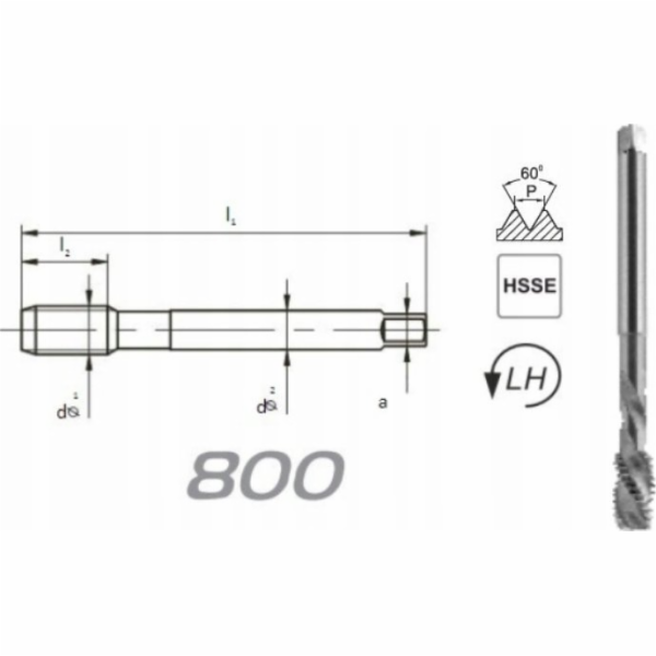 Fanar THREAD M12 DIN-376C L40 LH (6H) HSSE 800